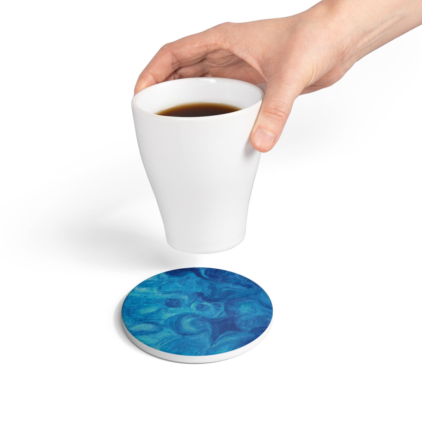 Marble Ceramic Coaster — Ocean Blue Mat