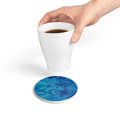 Marble Ceramic Coaster — Ocean Blue Mat