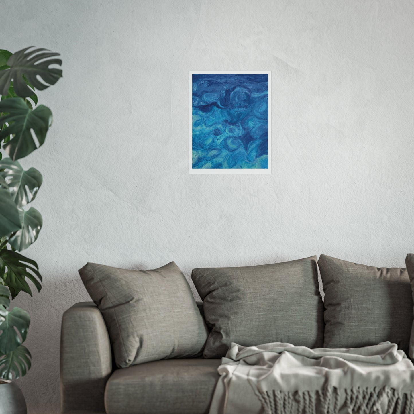 Blue Ocean Abstract Fine Art Poster — Nautical Wall Art Print