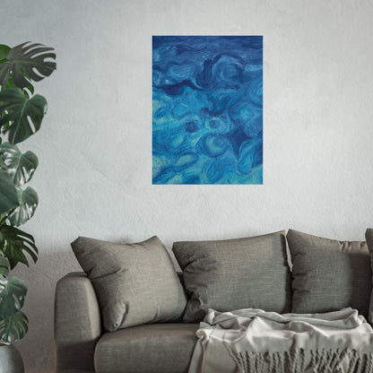 Blue Ocean Abstract Fine Art Poster — Nautical Wall Art Print