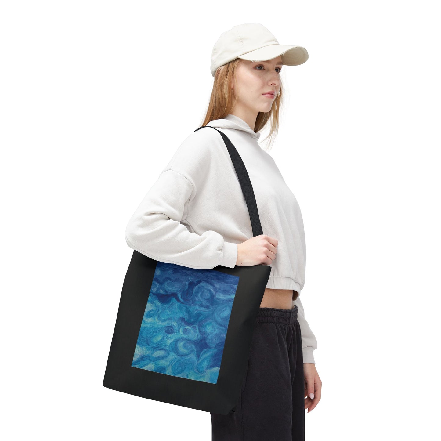 Everyday Tote Bag — Ocean Blue Art Print in Black