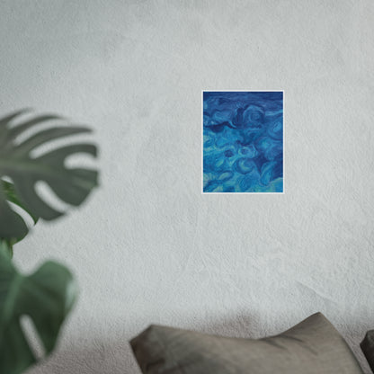 Blue Ocean Abstract Fine Art Poster — Nautical Wall Art Print