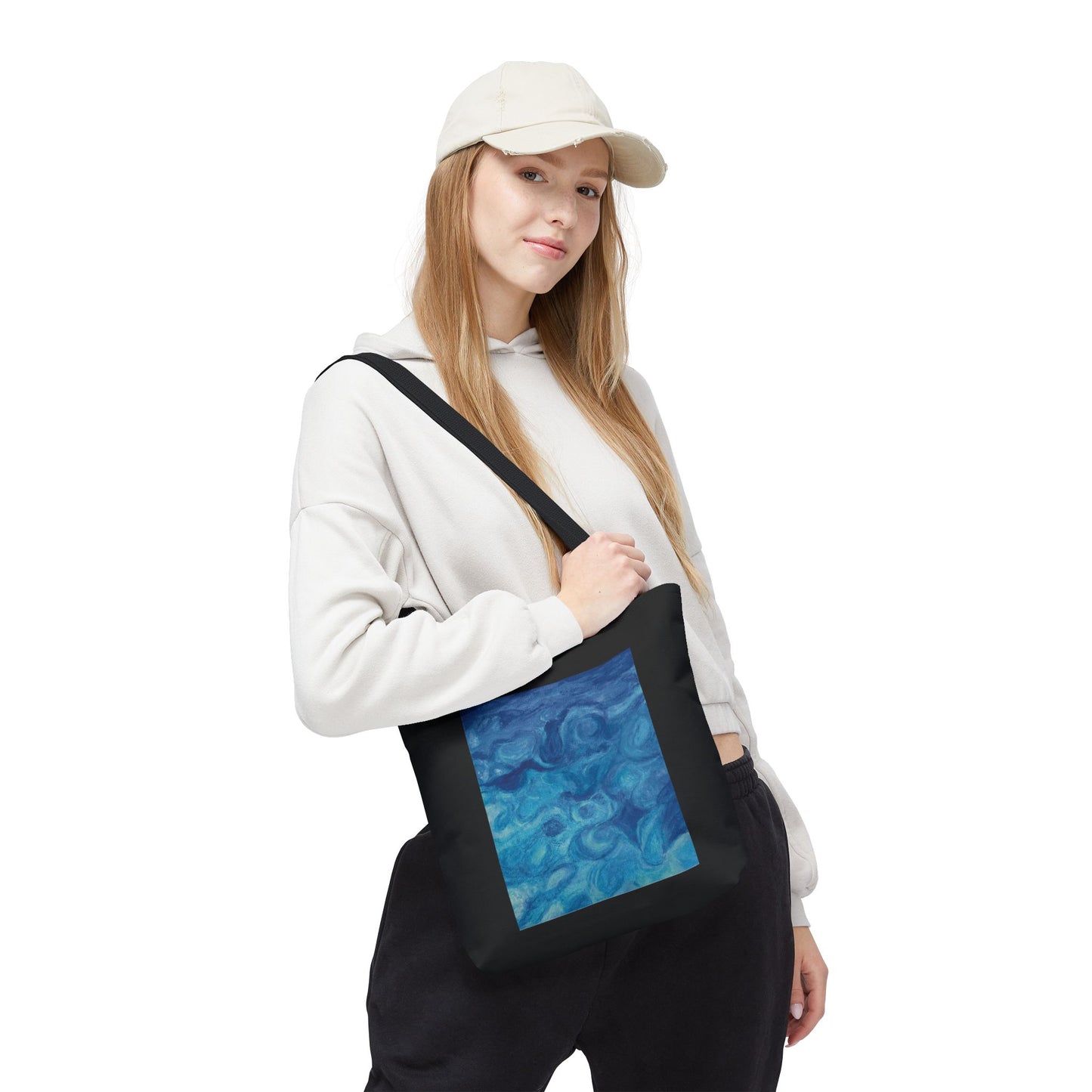 Everyday Tote Bag — Ocean Blue Art Print in Black