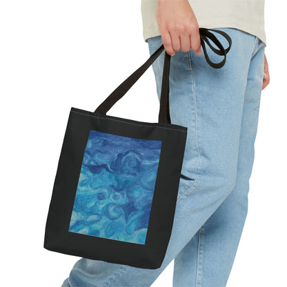 Everyday Tote Bag — Ocean Blue Art Print in Black