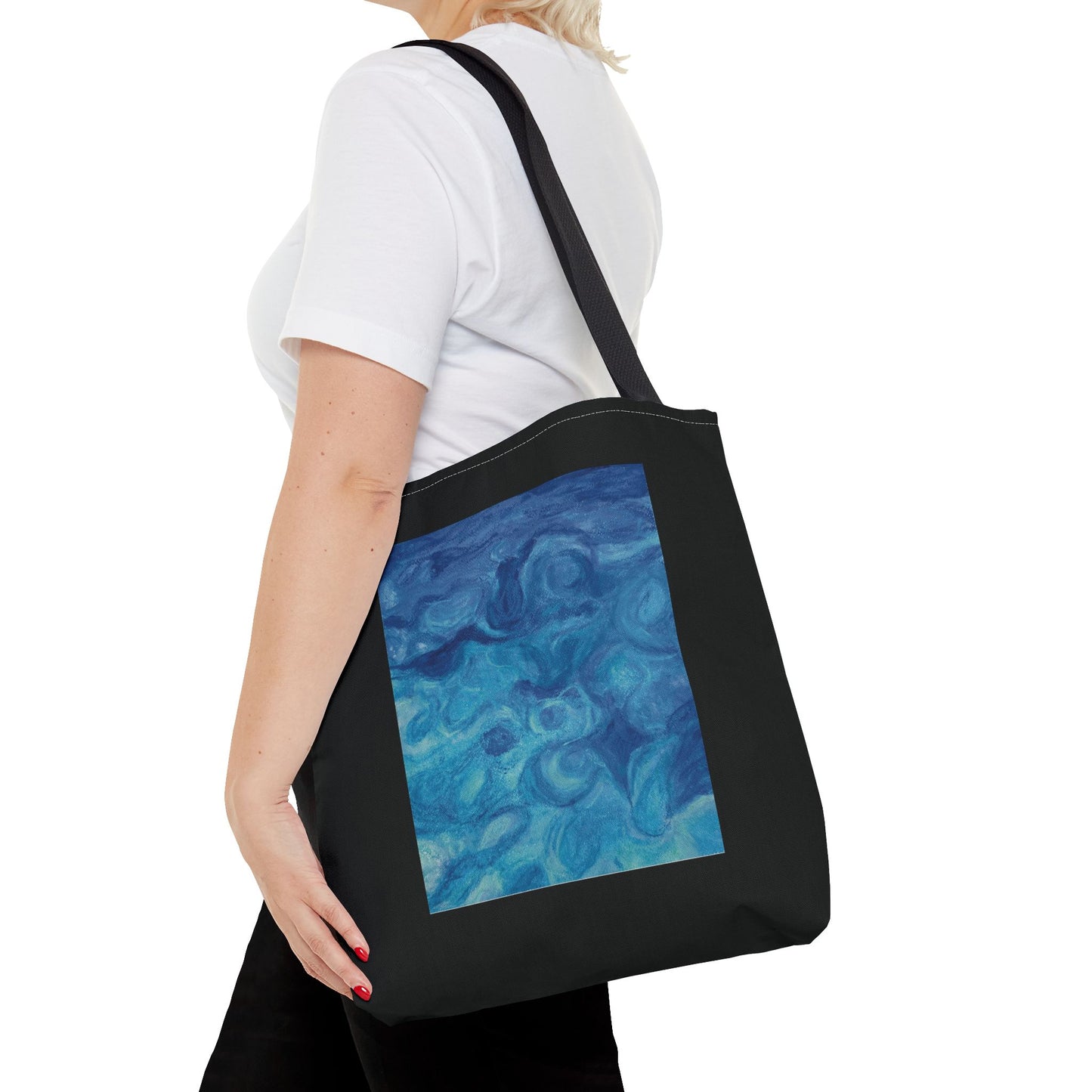 Everyday Tote Bag — Ocean Blue Art Print in Black