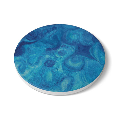 Marble Ceramic Coaster — Ocean Blue Mat